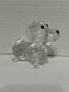 Faceted Clear Cut Glass Crystal Poodle Dog Figurine  #3